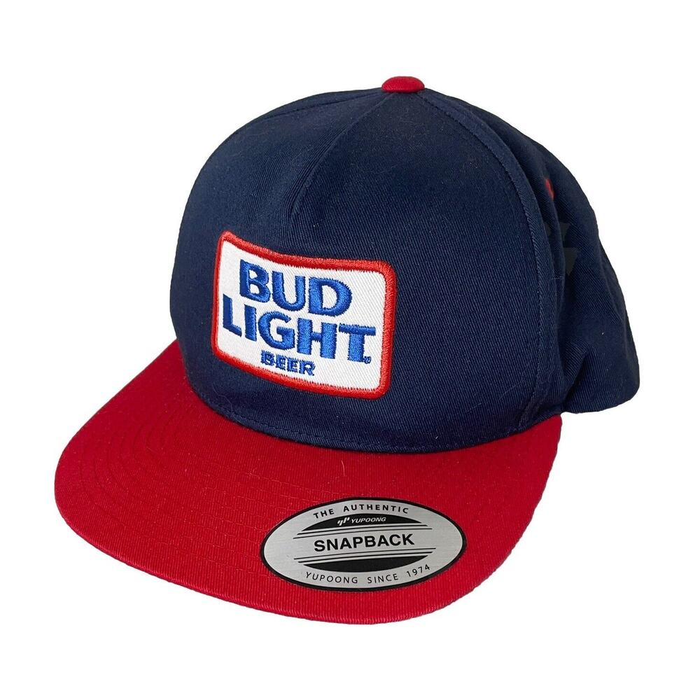New Old Stock 90s Bud Light Beer SnapBack Hat Red White Blue The Classics VTG